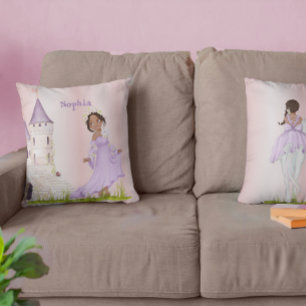 Princess Unicorn Dark Hair Purple Cute Cushion