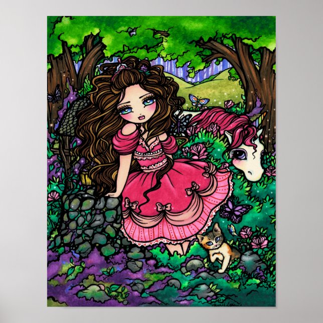 Princess & Unicorn Fantasy Art Poster Hannah Lynn (Front)