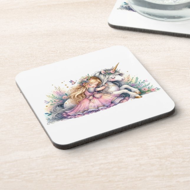 Princess Unicorn Pastel Fairytale Fantasy Coaster (Left Side)