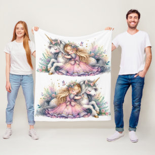 Princess Unicorn Pastel Fairytale Fantasy Fleece Blanket