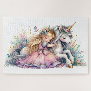Princess Unicorn Pastel Fairytale Fantasy Jigsaw Puzzle