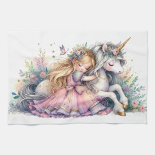 Princess Unicorn Pastel Fairytale Fantasy Tea Towel