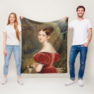 Princess Victoria In Blue Dress Fleece Blanket