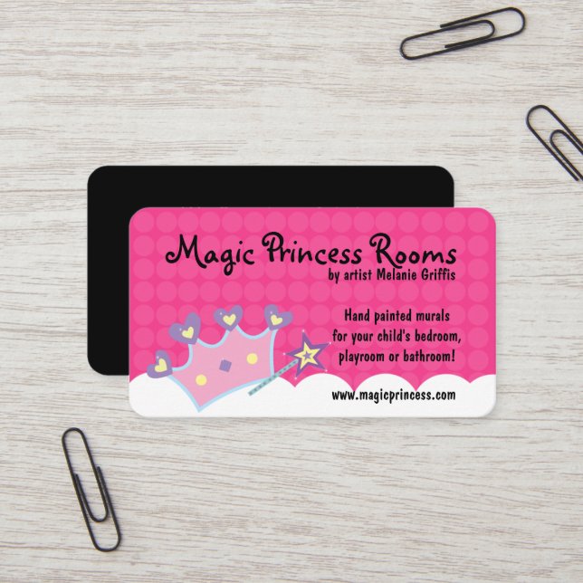 Princess Wand Pink Dot Business Card (Front/Back In Situ)