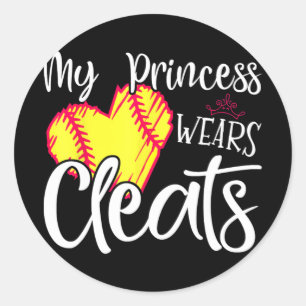 Princess Wears Cleats Softball Mum Dad Baseball Pl Classic Round Sticker