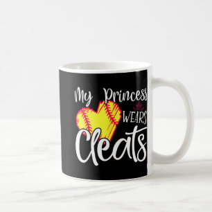 Princess Wears Cleats Softball Mum Dad Baseball Pl Coffee Mug