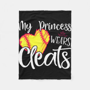Princess Wears Cleats Softball Mum Dad Baseball Pl Fleece Blanket