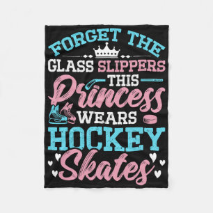 Princess Wears Hockey Skates Lover Ice Hockey Play Fleece Blanket
