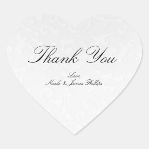Princess White Damask Storybook Elegant Wedding Heart Sticker