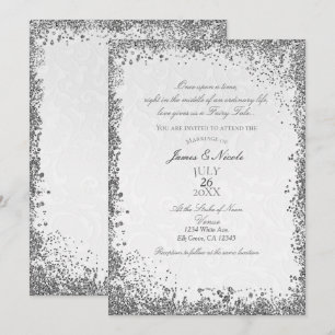 Princess White Damask Storybook Elegant Wedding Invitation