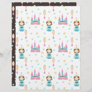 Princess with Castle and Mirrors Scrapbook Paper