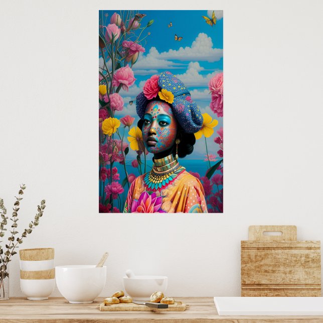 Princess with colourful face paint poster (Kitchen)