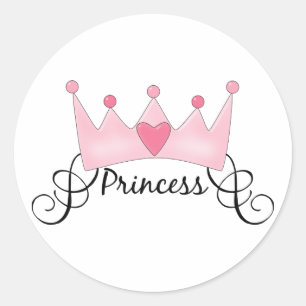 Princess With Crown - Customisable Classic Round Sticker