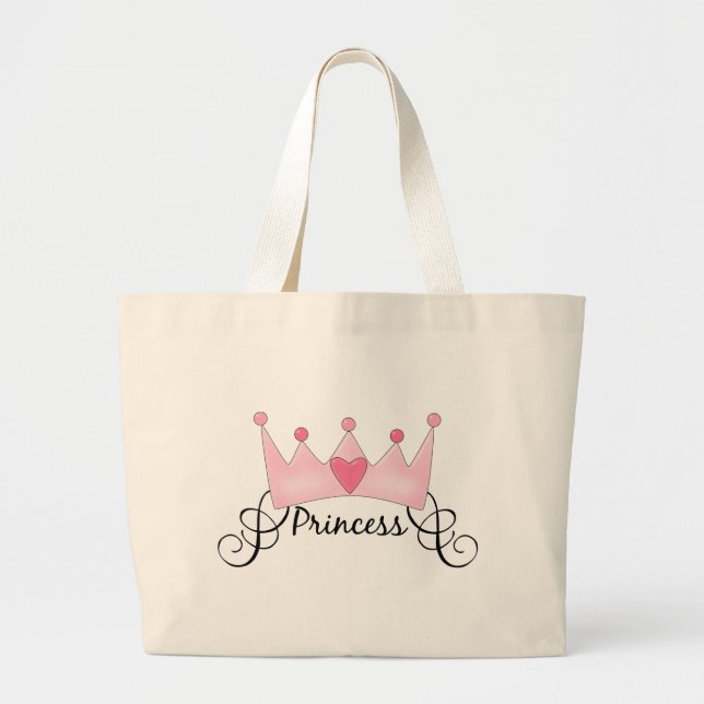 Princess With Crown - Customisable Large Tote Bag (Front)