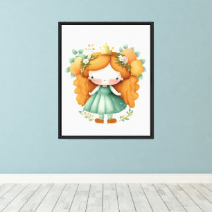 Princess with oranges and flowers canvas print