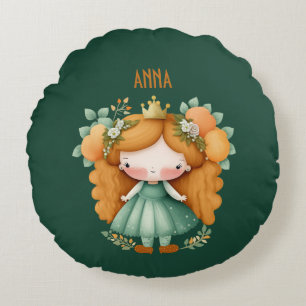 Princess with oranges and flowers round cushion