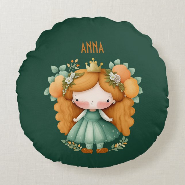 Princess with oranges and flowers round cushion (Front)