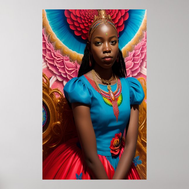 Princess with pink and blue dress poster (Front)