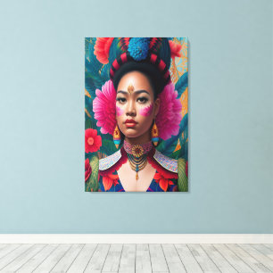 Princess with pink flower cheeks canvas print