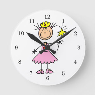 Princess With Wand Round Clock