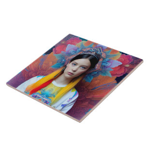 Princess with white sweater ceramic tile