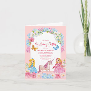 Princesses and a Unicorn Birthday Invitation