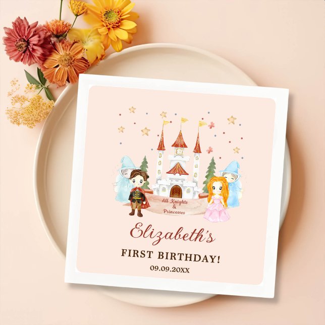 Princesses and Knights Girl Birthday Party  Napkin (Creator Uploaded)