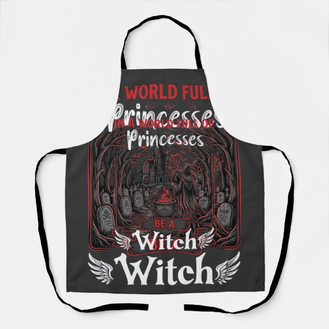 Princesses Be Witch Halloween Castle Cauldron Grav Apron (Front)