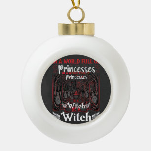Princesses Be Witch Halloween Castle Cauldron Grav Ceramic Ball Christmas Ornament