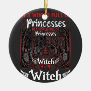 Princesses Be Witch Halloween Castle Cauldron Grav Ceramic Ornament