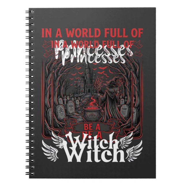 Princesses Be Witch Halloween Castle Cauldron Grav Notebook (Front)