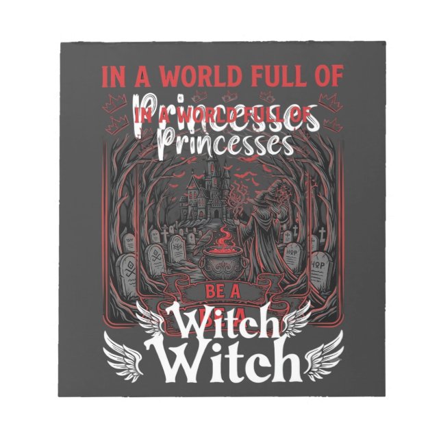 Princesses Be Witch Halloween Castle Cauldron Grav Notepad (Front)