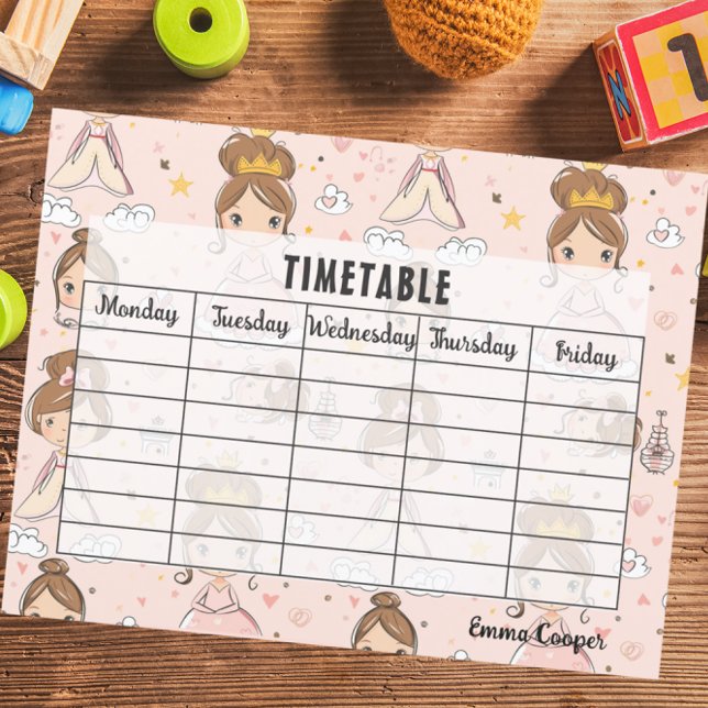 Princesses & Hearts Soft Pastels School Timetable (Creator Uploaded)