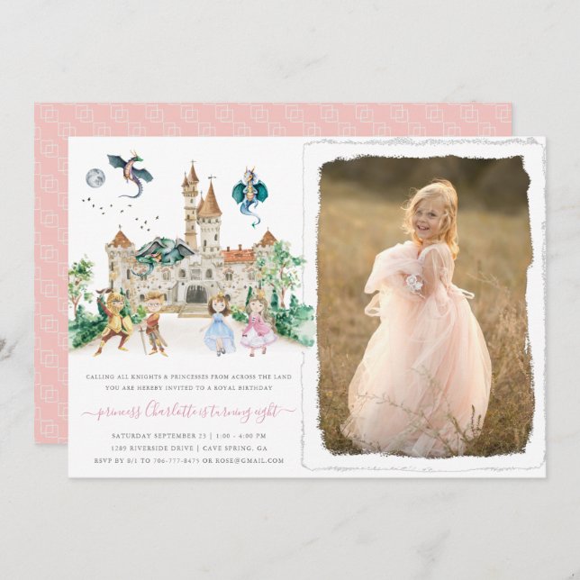 Princesses, Knights & Dragons Fairy Tale Birthday  Invitation (Front/Back)
