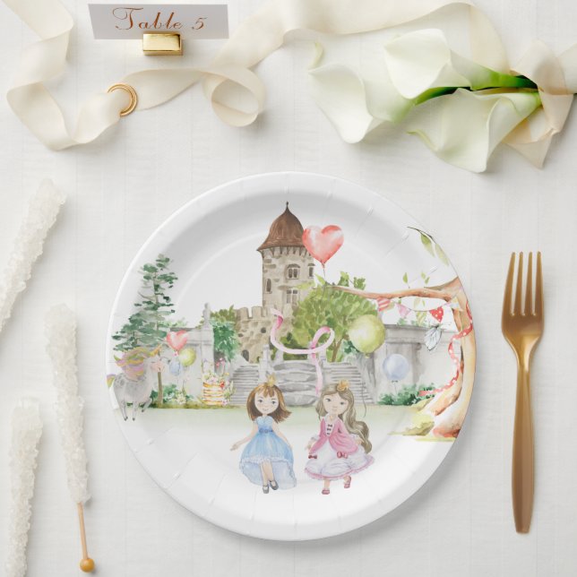 Princesses, Knights & Dragons Fairy Tale Birthday Paper Plate (Wedding)