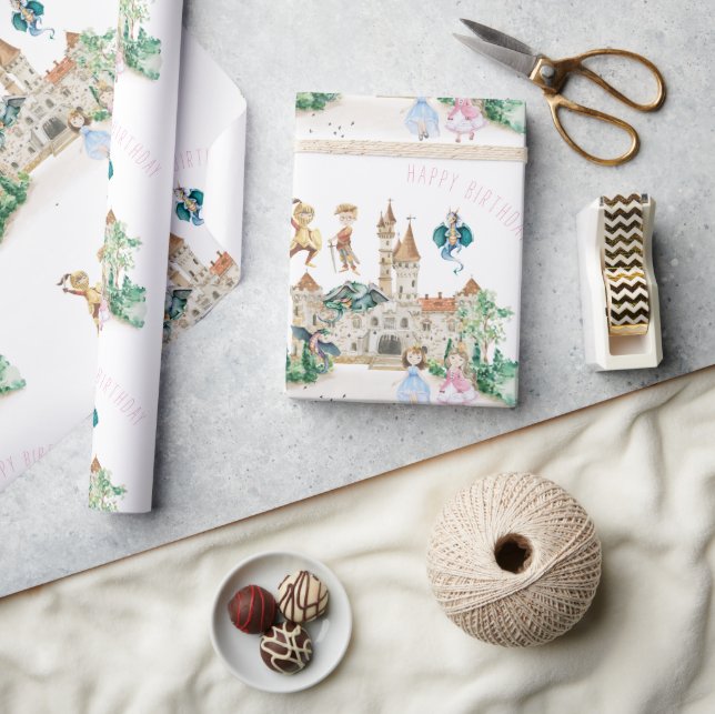 Princesses, Knights & Dragons Fairy Tale Birthday Wrapping Paper (Crafts)