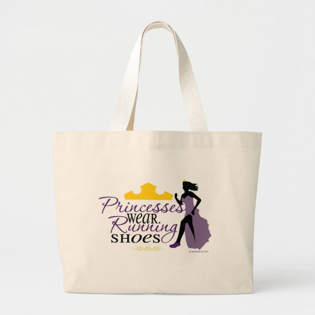 Princesses Wear Running Shoes Large Tote Bag (Front)