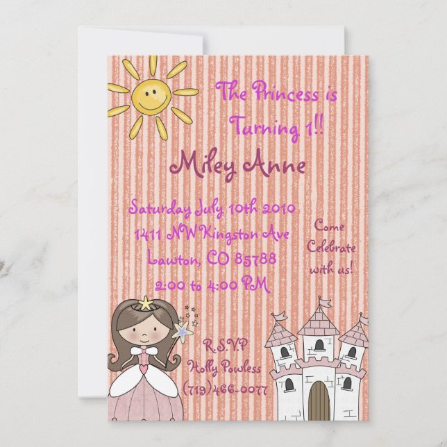princessmiley copy, The Princess is Turning 1!!... Invitation (Front)