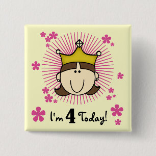 Princesss 4th Birthday Tshirts and Gifts 15 Cm Square Badge