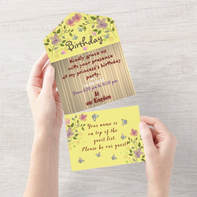 Princess's Birthday All In One Invitation (Tearaway)