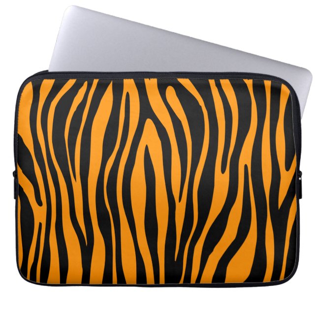 Princeton Orange Zebra Print Laptop Sleeve (Front)