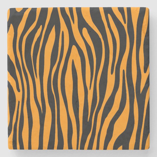 Princeton Orange Zebra Print Stone Coaster (Front)