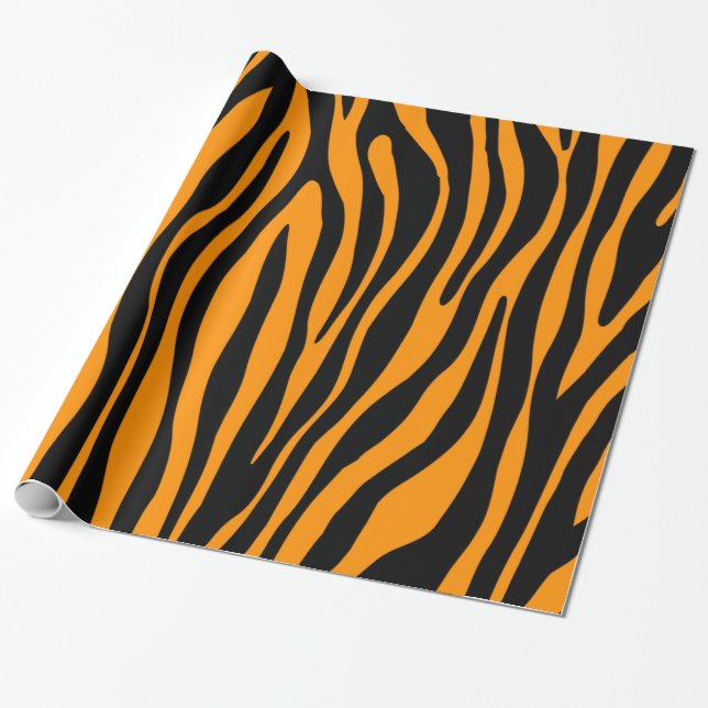 Princeton Orange Zebra Print Wrapping Paper (Unrolled)