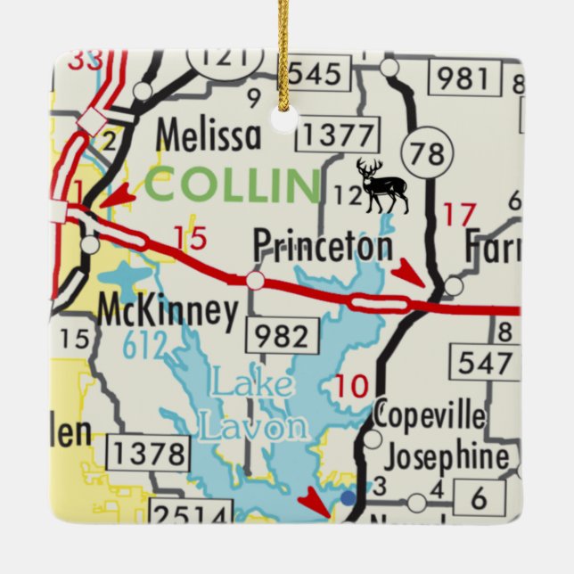 Princeton TX Road Map Ceramic Ornament (Back)