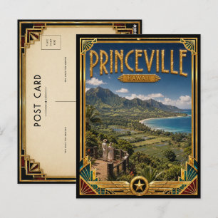 Princeville Hawaii Vintage Art Deco Golden Age Postcard