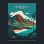 Princeville Kauai Hawaii Beach Mountains Retro Postcard<br><div class="desc">Display the beach and mountains on Princeville on the island of Kauai in Hawaii.</div>