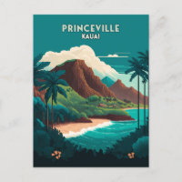 Princeville Kauai Hawaii Beach Mountains Retro