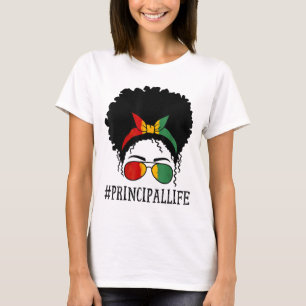 Principal African Women Messy Bun Black History Mo T-Shirt