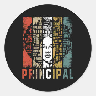 Principal Afro African American Women Black Histor Classic Round Sticker