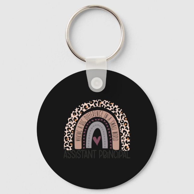 Principal Appreciation Leopard Print Rainbow  Key Ring (Front)